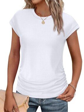 Ruched Cap Sleeve Tee – Trendy Summer Top